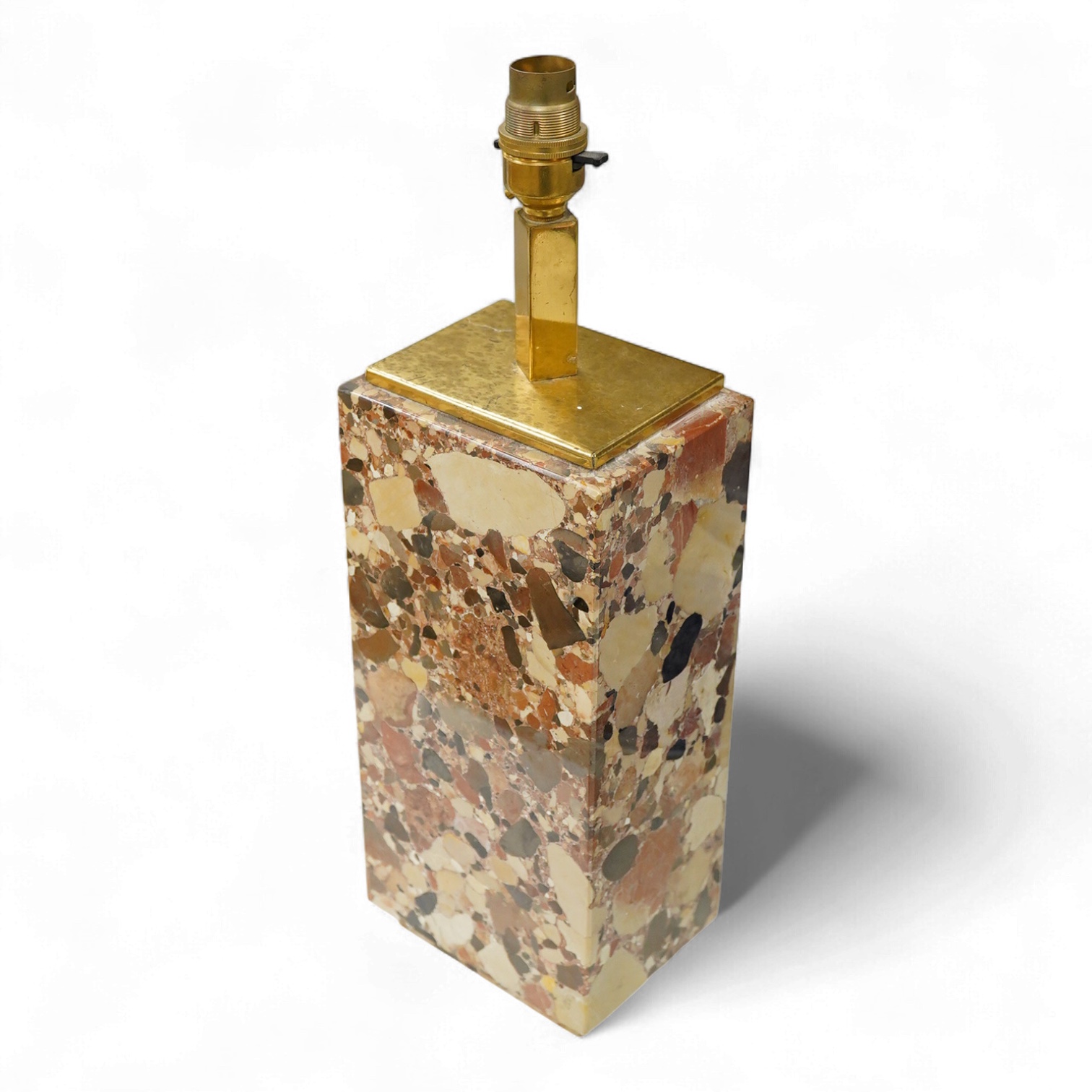 An Art Deco rectangular marble lamp with stepped base, 42cm high including the fitting